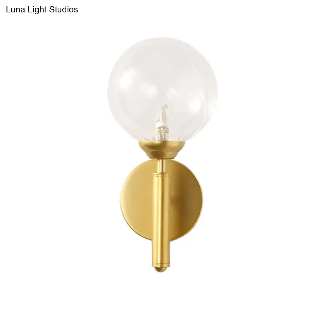 Modern brass glass sphere wall lamp fixture bedroom