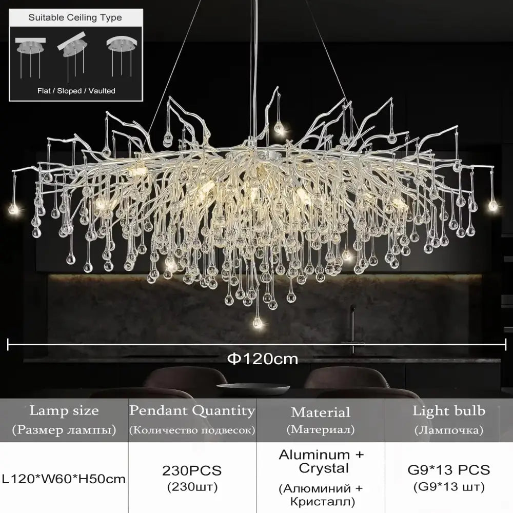 Modern gold crystal chandelier for living room with branching arms