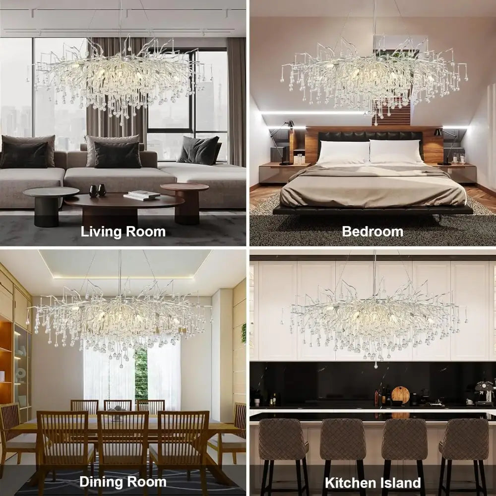 Modern gold branch crystal chandelier for living room