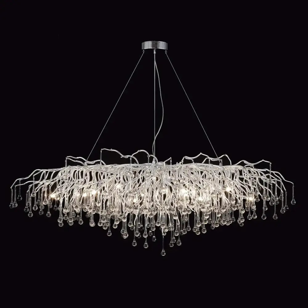 Modern chrome crystal chandelier for living room with droplets