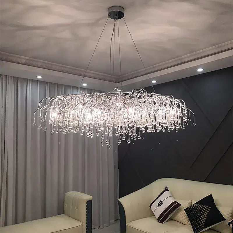 Modern gold crystal chandelier – living room light fixture
