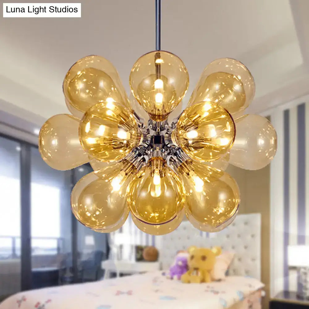 Modern cognac glass bubble chandelier dining room pendant light