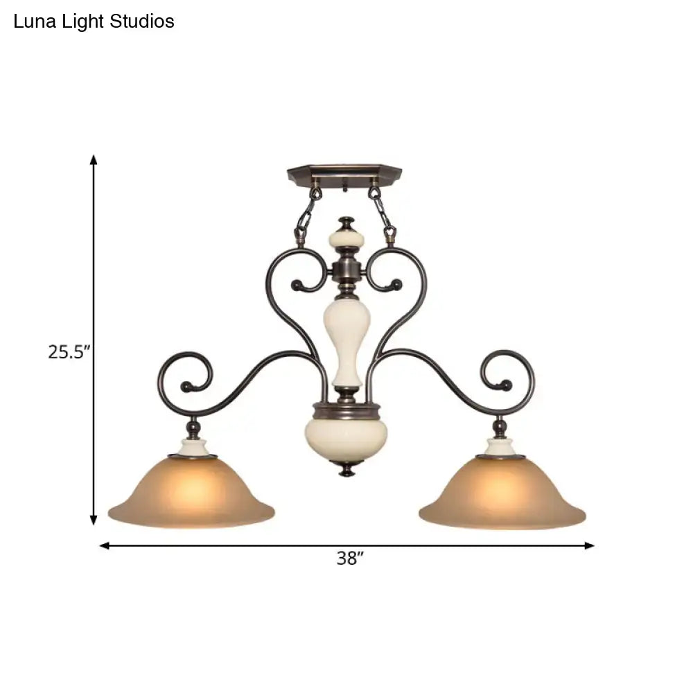 Antique bronze and white glass chandelier dining room black island lamp
