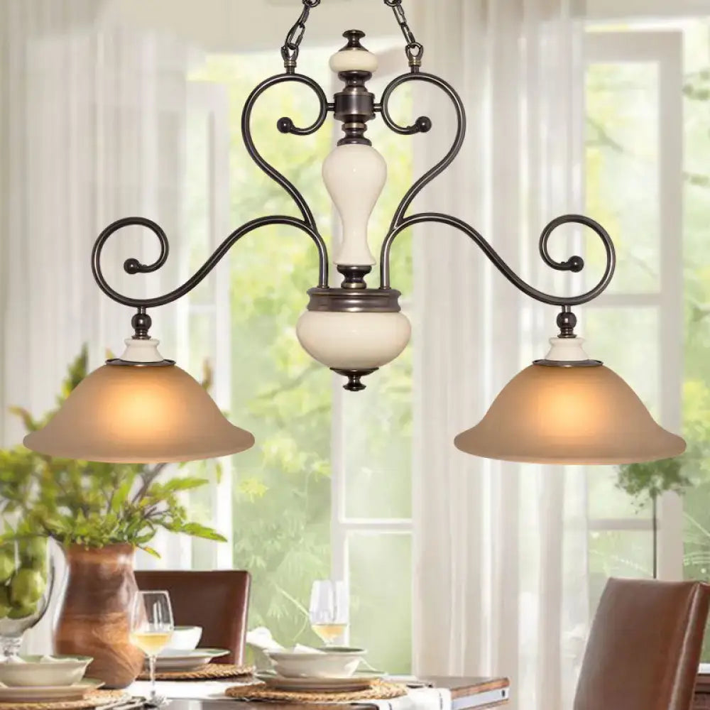 Antique bronze and white glass chandelier dining room black island lamp