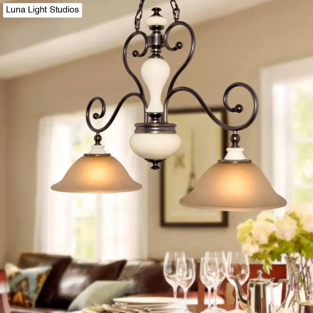 Antique bronze and white glass chandelier dining room black island lamp