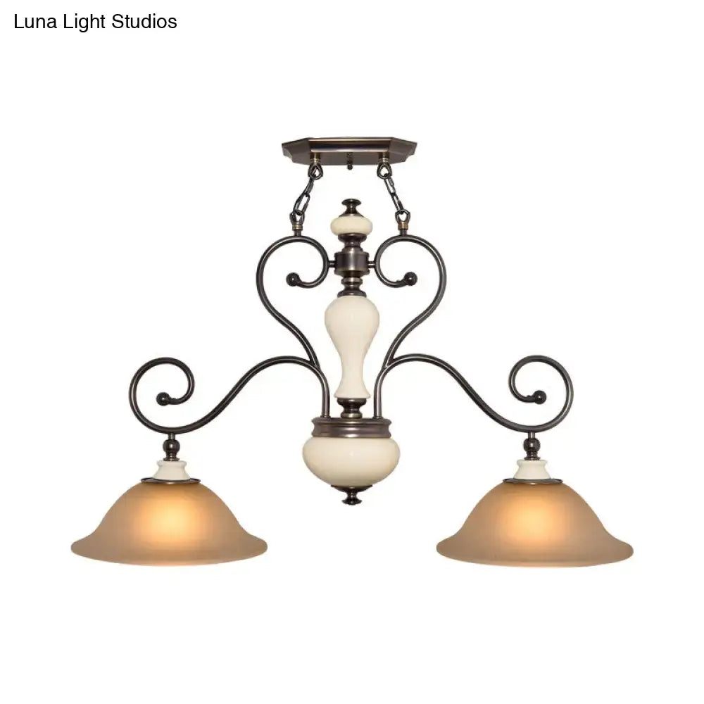 Antique bronze and white glass chandelier dining room black island lamp