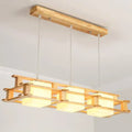 Modern cream glass cube pendant light dining room wooden frame