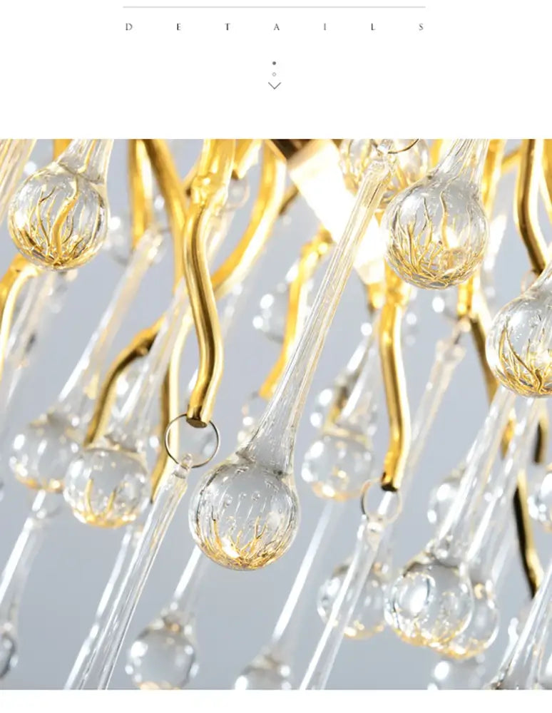 Modern gold aluminum crystal chandelier for living room