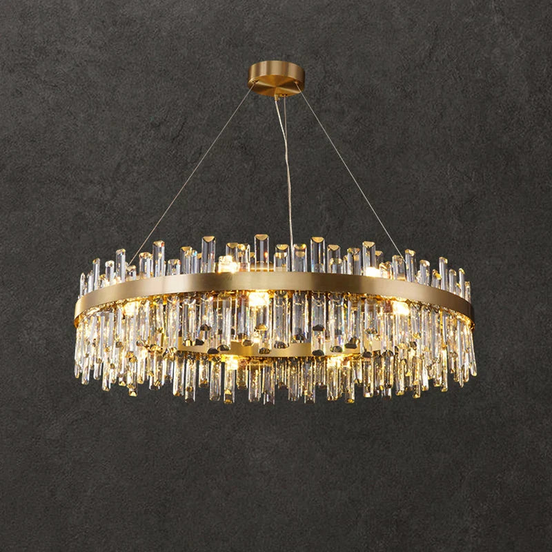 Modern oval golden chrome crystal chandelier for dining room