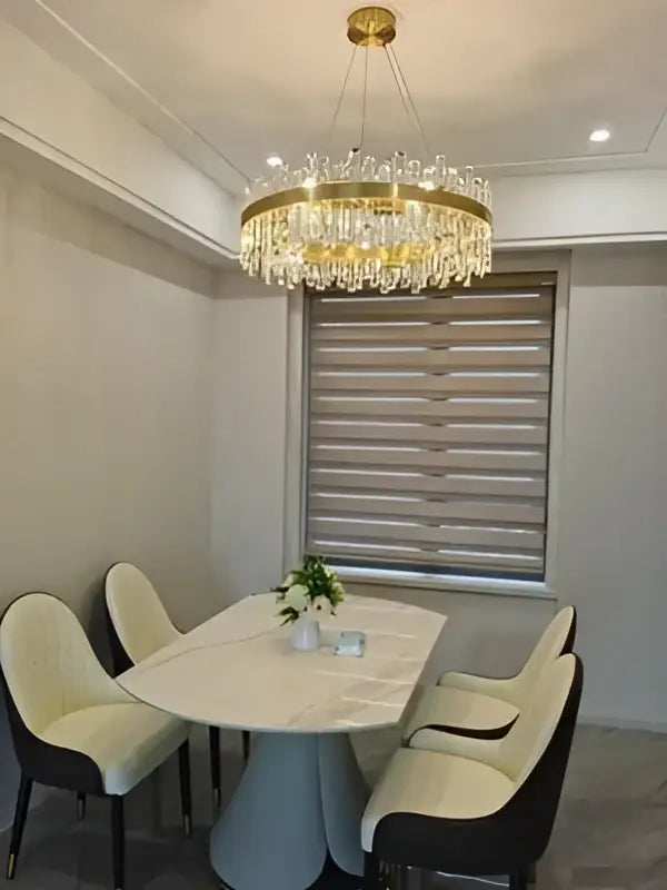 Modern oval golden chrome crystal chandelier for dining room