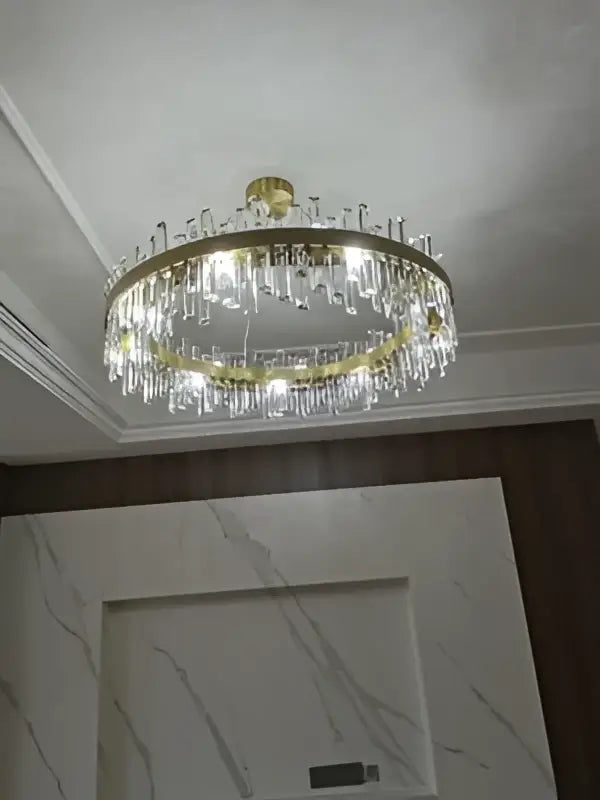 Modern oval golden chrome crystal chandelier for dining room