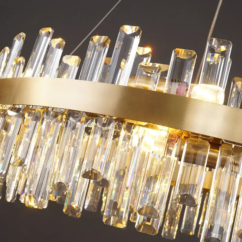 Modern oval golden chrome crystal chandelier for dining room