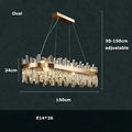 Modern oval golden chrome crystal chandelier for dining room