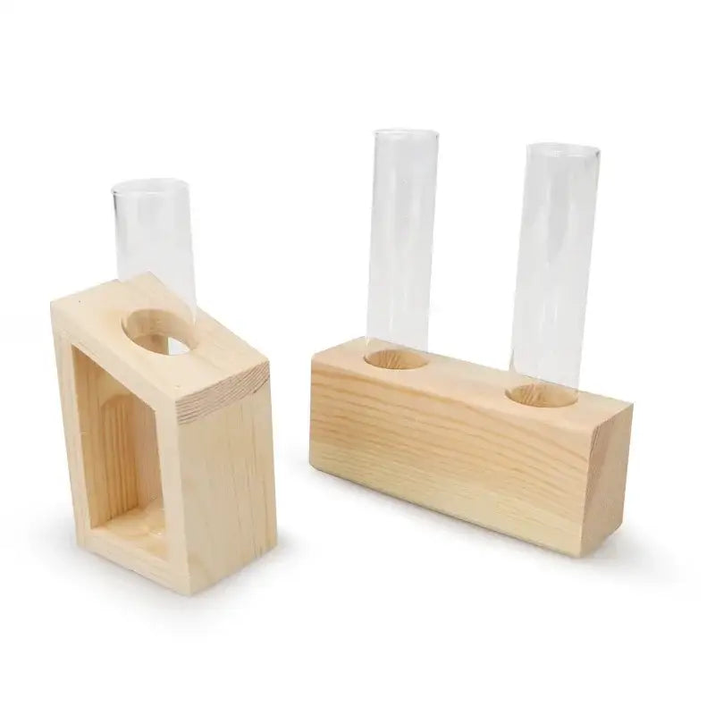 Modern crystal glass test tube vase trio living room wooden stand