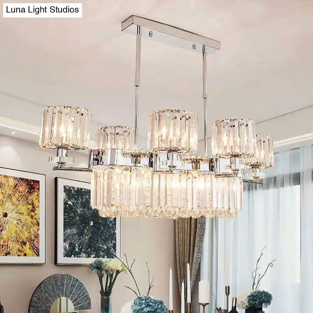 Modern chrome crystal island light dining room fixture