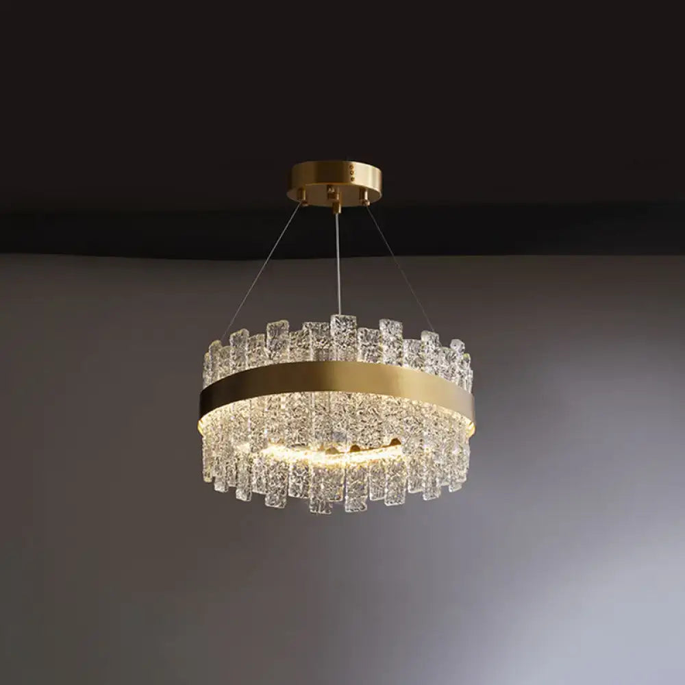 Modern brass plated crystal loop pendant light for dining room