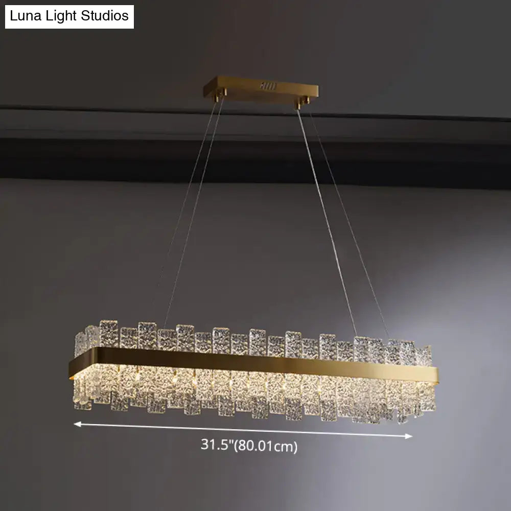 Modern brass plated crystal loop pendant light for dining room