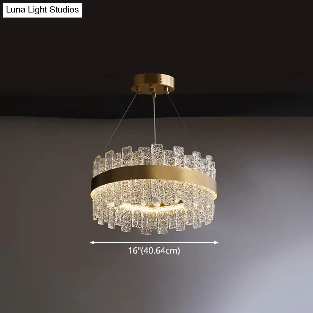 Modern brass plated crystal loop pendant light for dining room