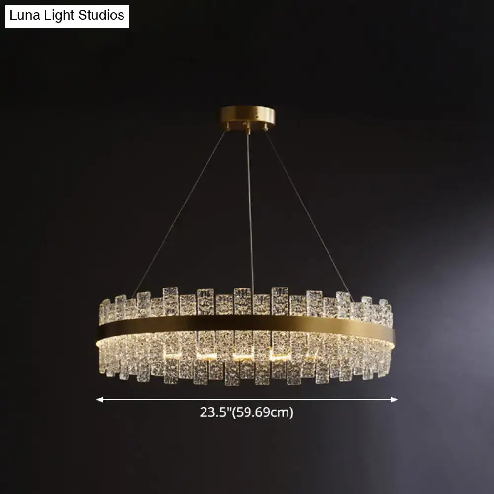 Modern brass plated crystal loop pendant light for dining room