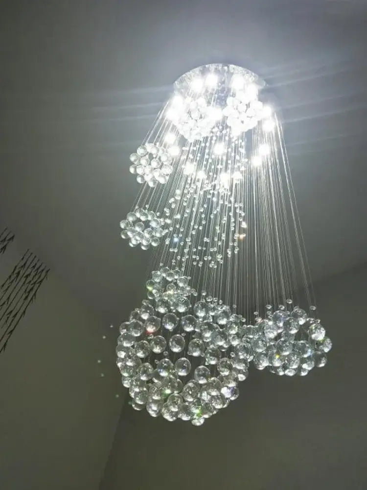 Modern crystal raindrop chandelier for high ceiling living room