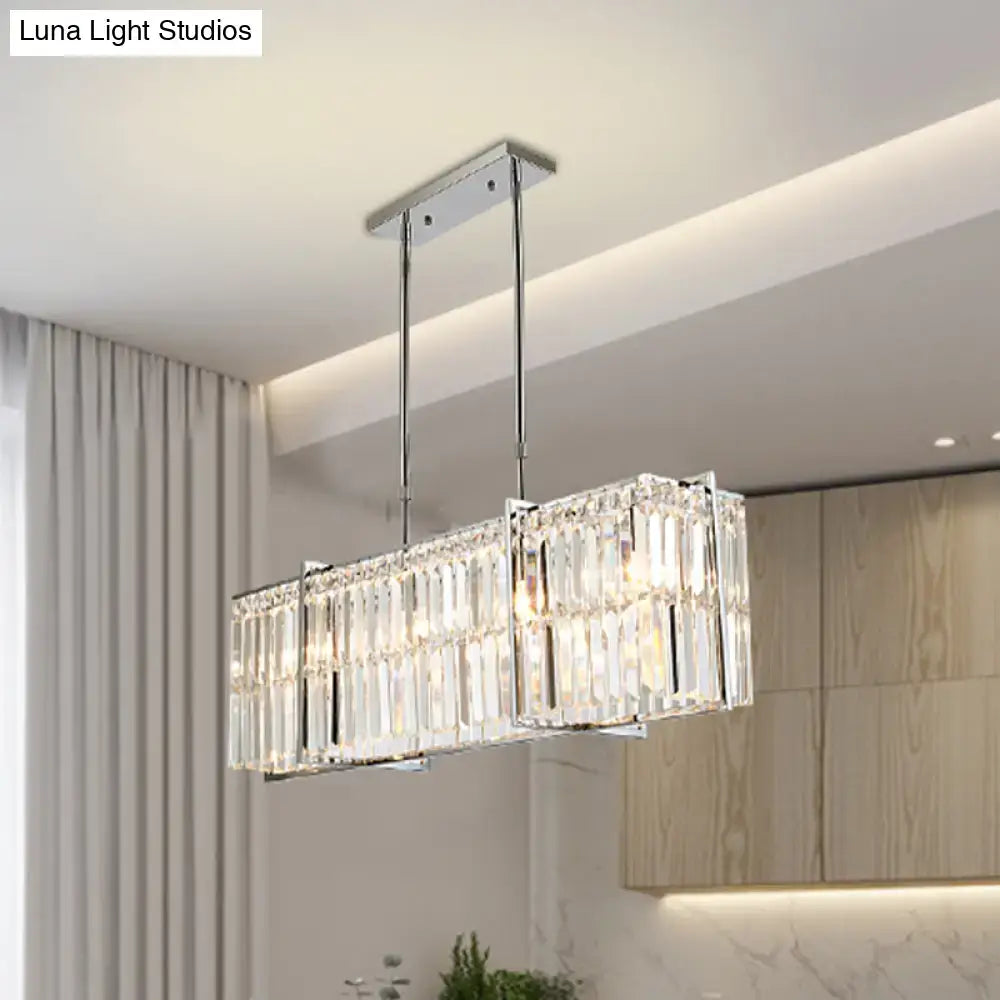 Modern chrome crystal island pendant 5 lights dining room chandelier