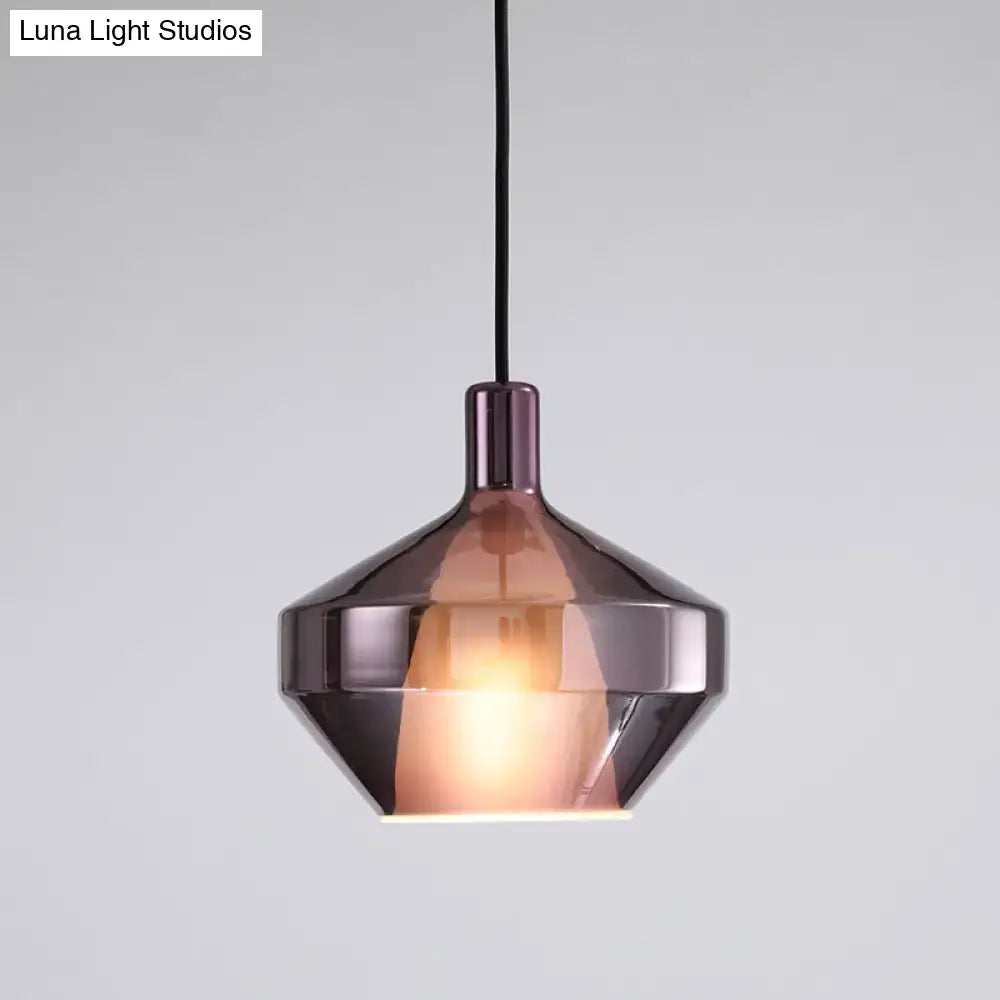 Modern amber and copper geometric pendant light for dining room