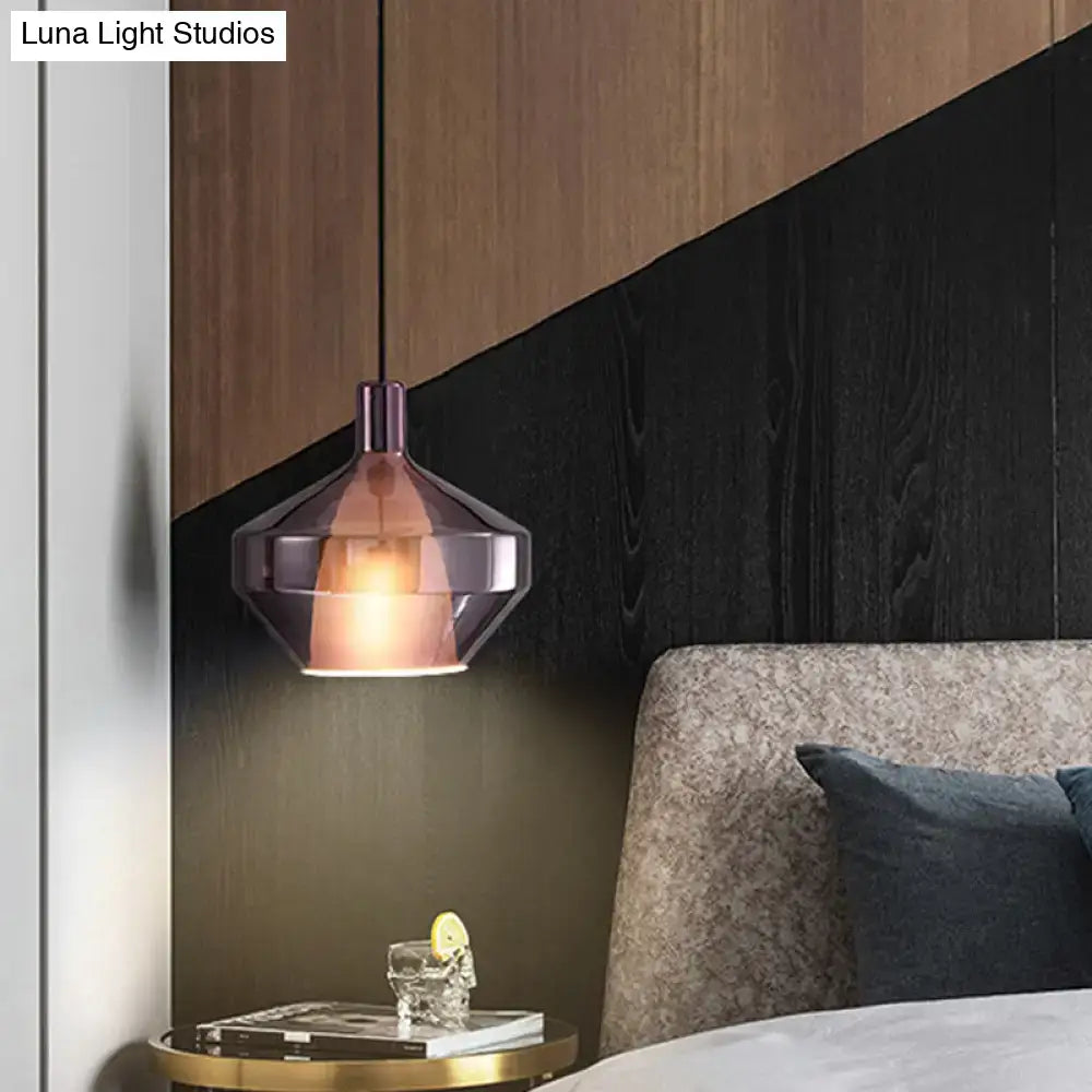 Modern amber and copper geometric pendant light for dining room