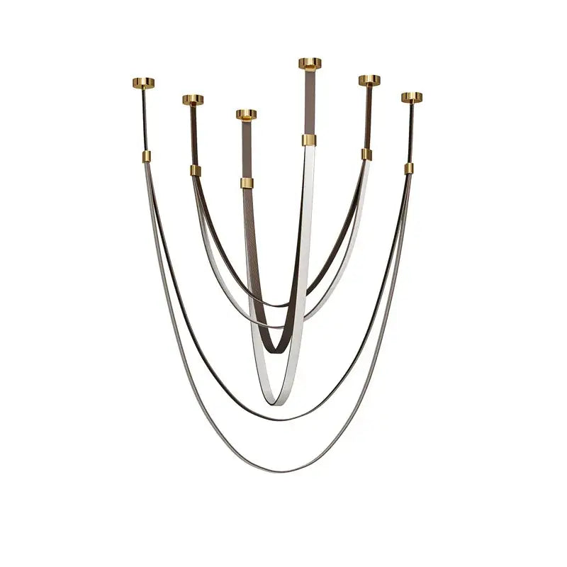 Modern led chandelier with flexible leather belt for dining room