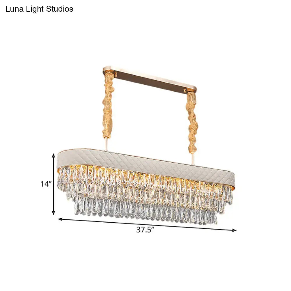 Modern white drum crystal drops pendant light dining room