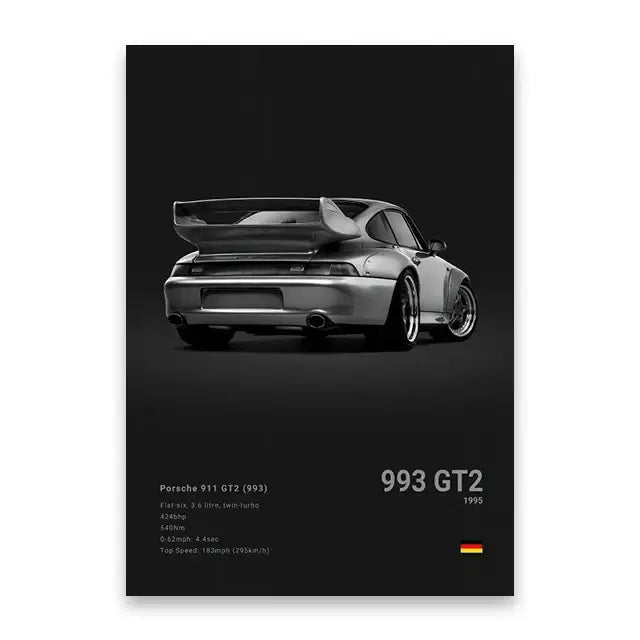 Modern black glossy famous cars canvas wall art living room decor