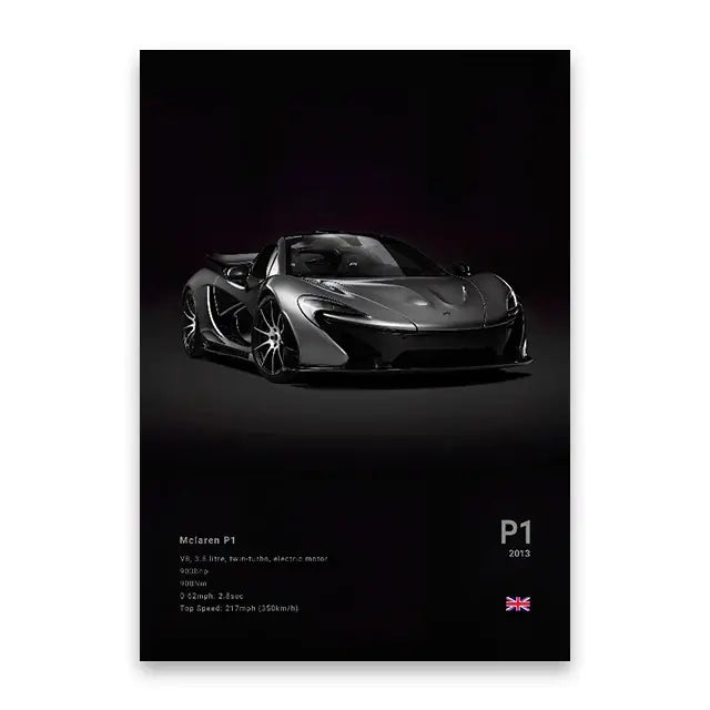 Modern black sports car canvas wall art living room decor