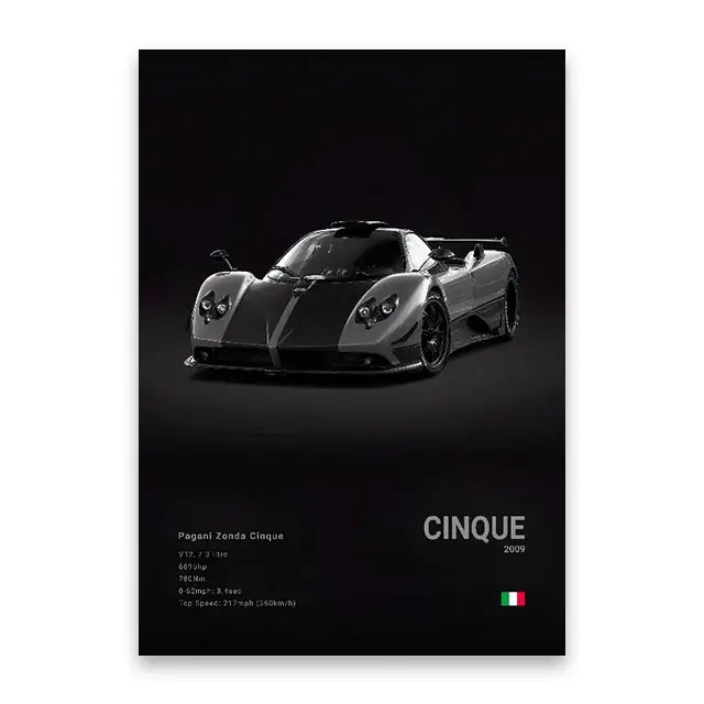 Modern black sports car canvas wall art living room decor