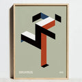 Modern geometric bauhaus exhibition art print – living room decor
