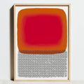 Modern geometric bauhaus orange and red framed art living room decor