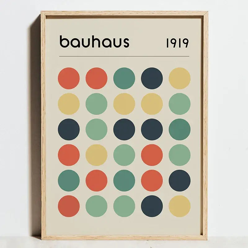 Modern geometric bauhaus barcelona chair framed poster living room art