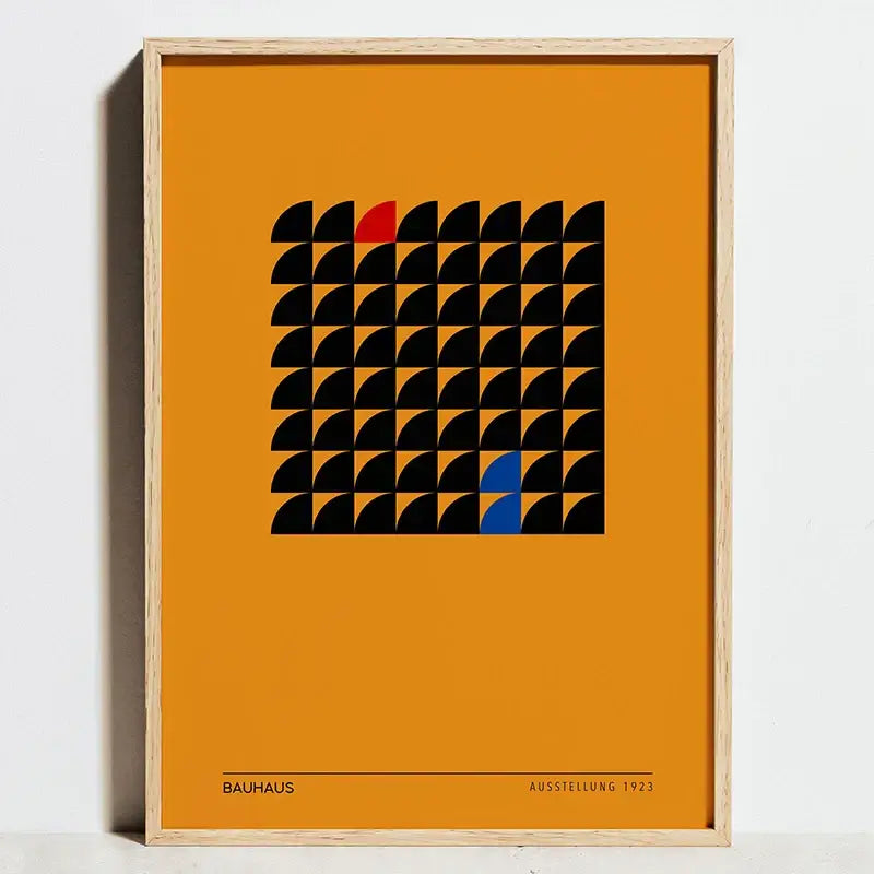 Modern geometric bauhaus barcelona chair framed poster living room art