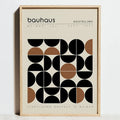 Minimalist black & tan geometric bauhaus exhibition posters living room