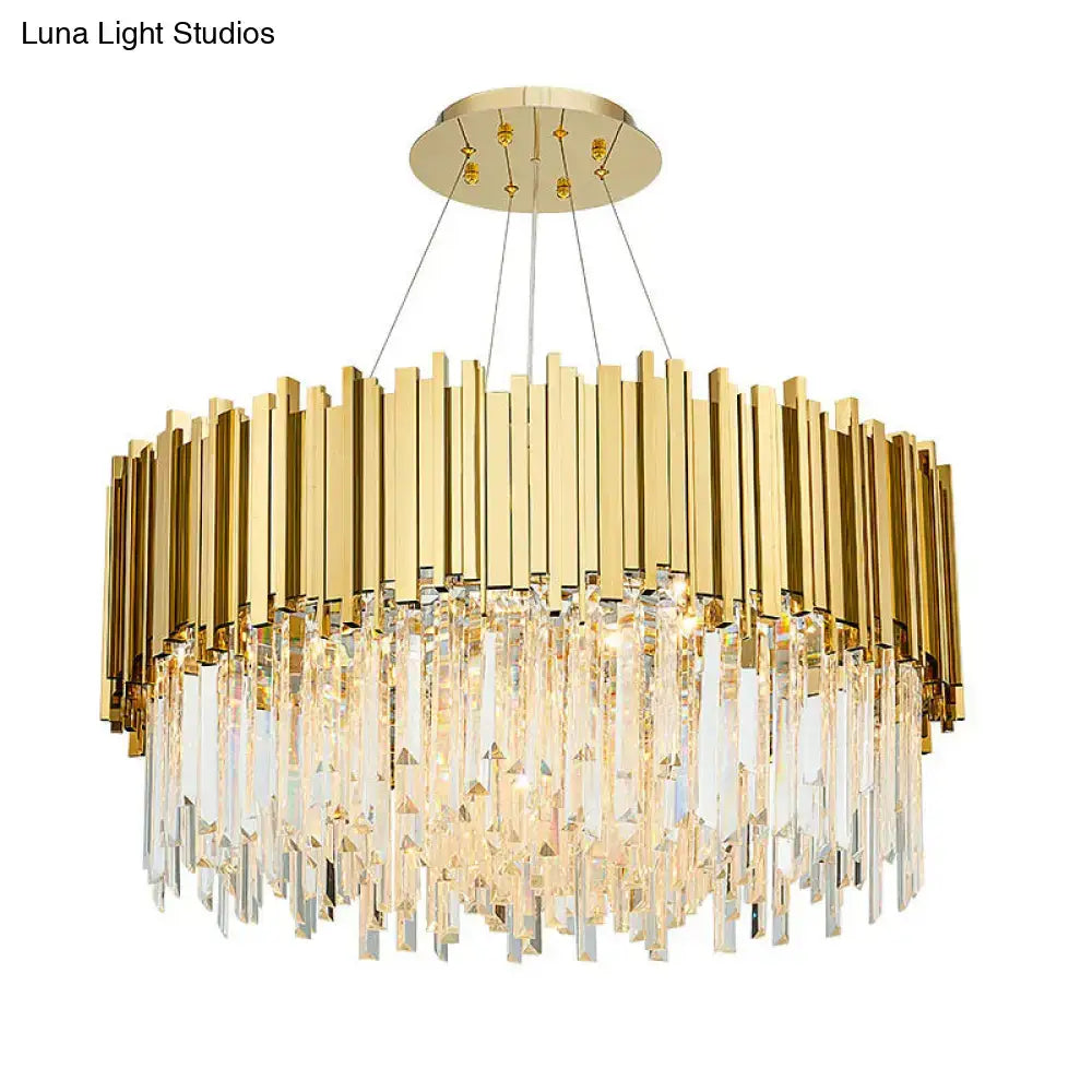 Modern geometric gold crystal prism chandelier living room light