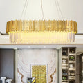 Modern geometric gold crystal prism chandelier living room light