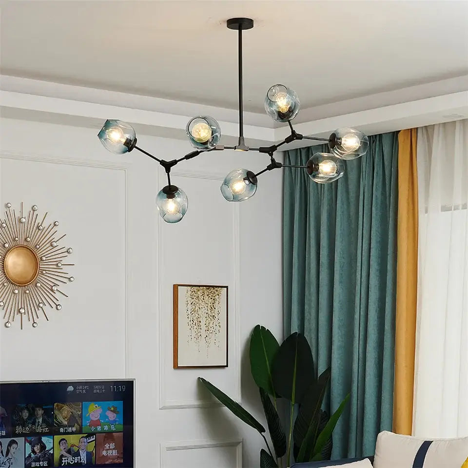 Modern green glass ball led chandelier dining room light