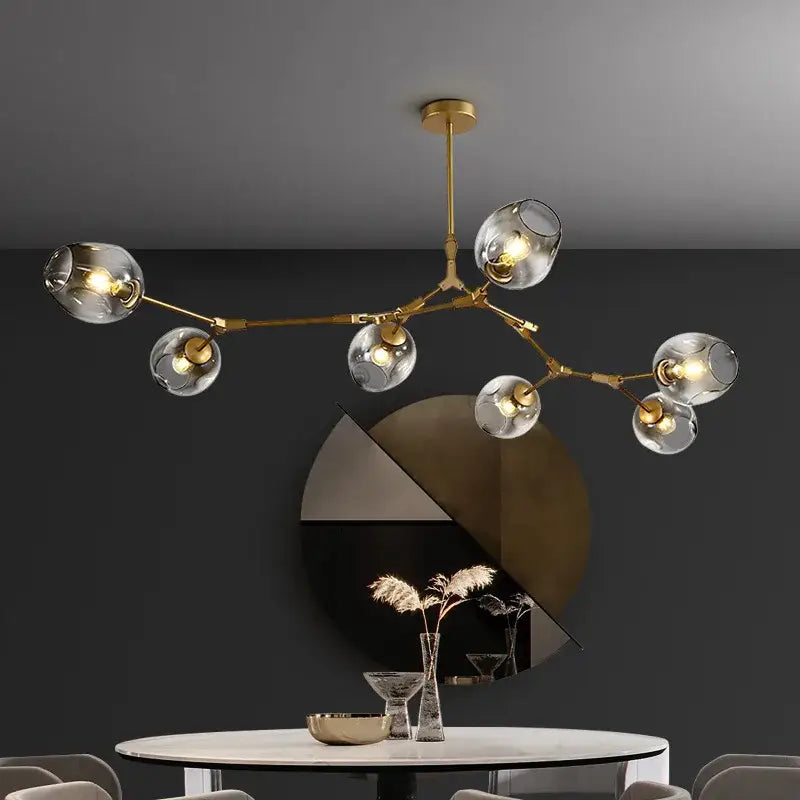 Modern green glass ball led chandelier dining room light