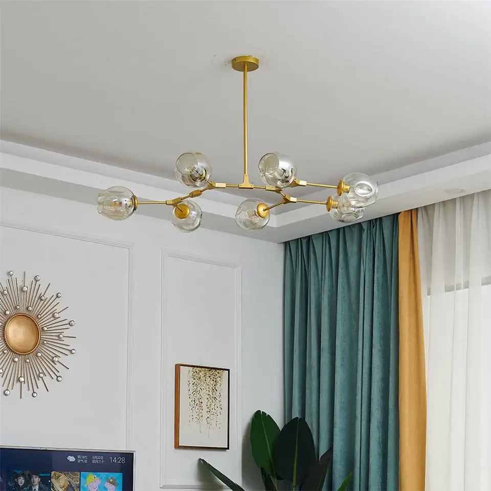 Modern green glass ball led chandelier dining room light