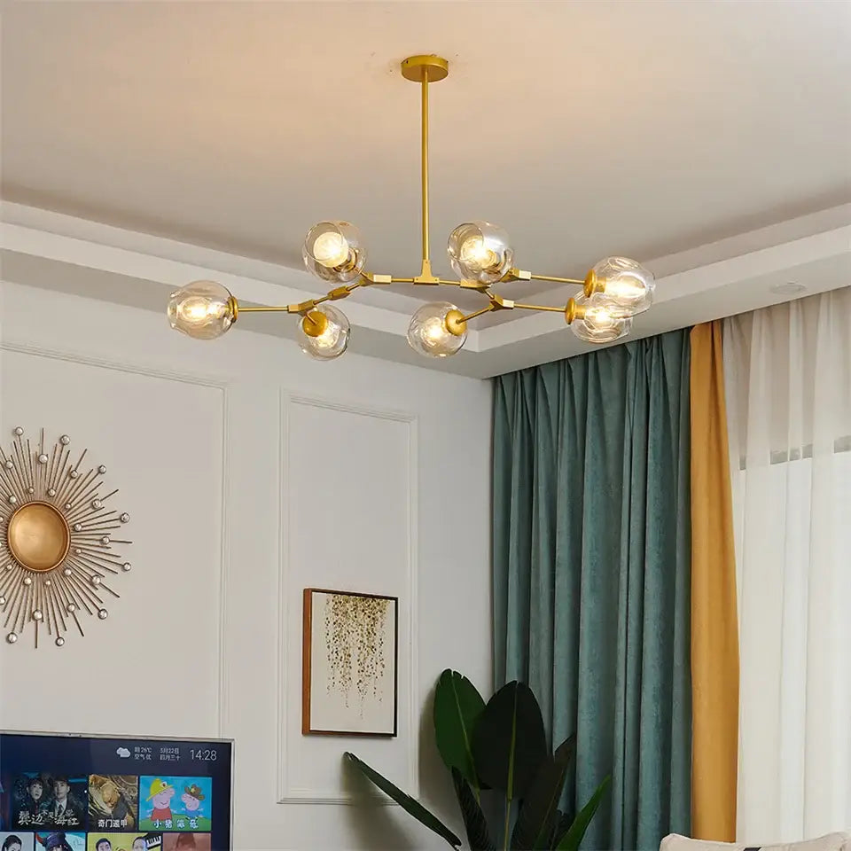 Modern green glass ball led chandelier dining room light