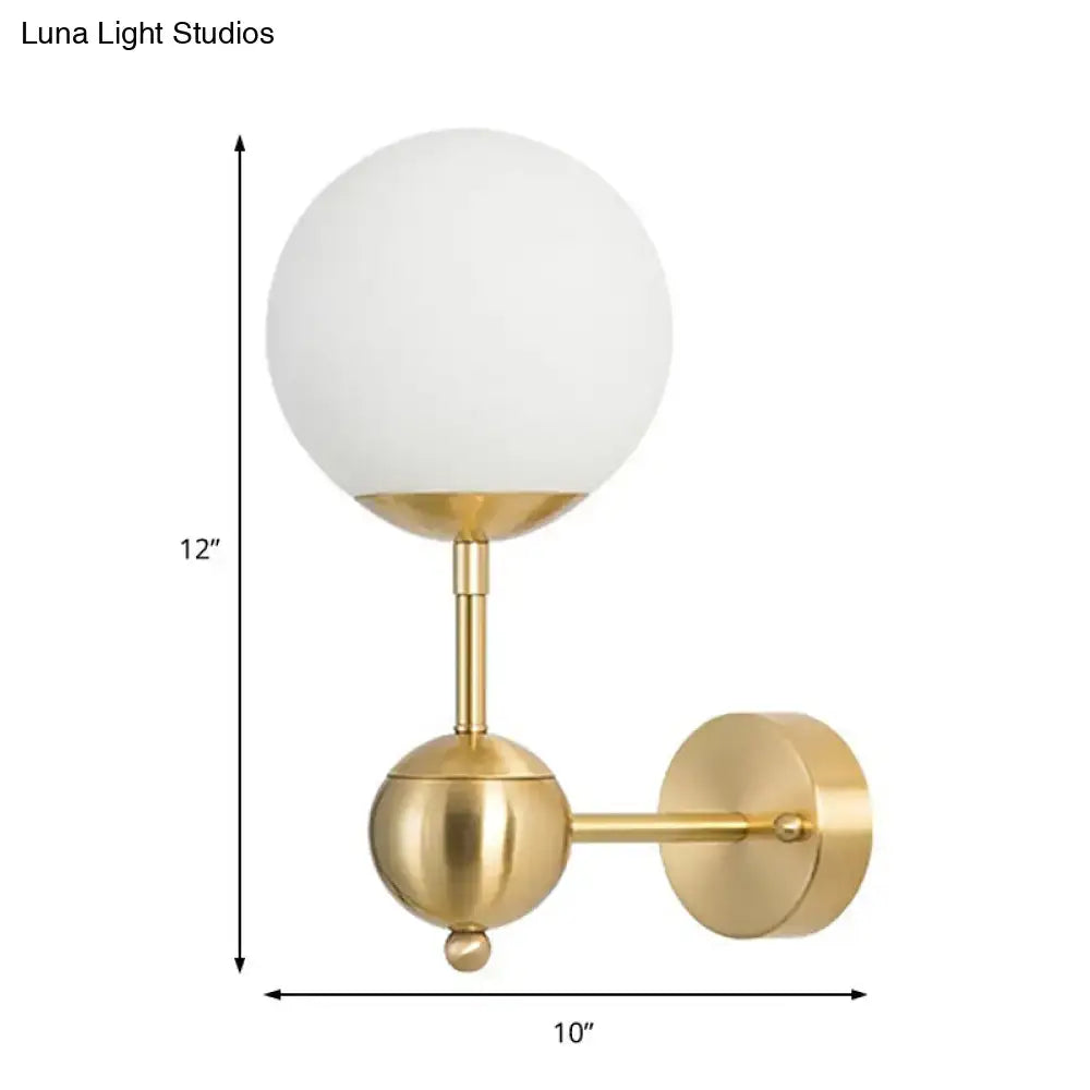 Modern brass and white glass globe sconce bathroom led light