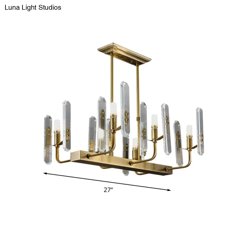 DecorBites™ Modern Gold Curved Arm Island Lighting - 6 Head Living Room Hanging Ceiling Light