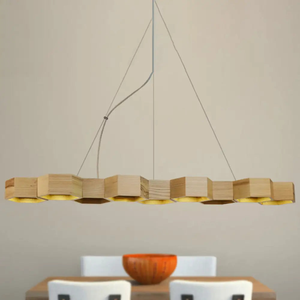 DecorBites™ Modern Hexagonal Wooden Ceiling Light Fixture for Living Room - 5/7-Light Island Lighting