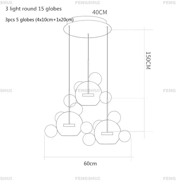 Modern led bubble ball chandelier living room pendant light