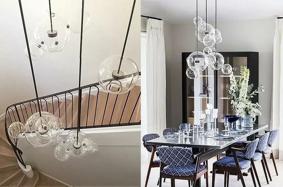 Modern led bubble 15 globe chandelier dining room glass pendant light
