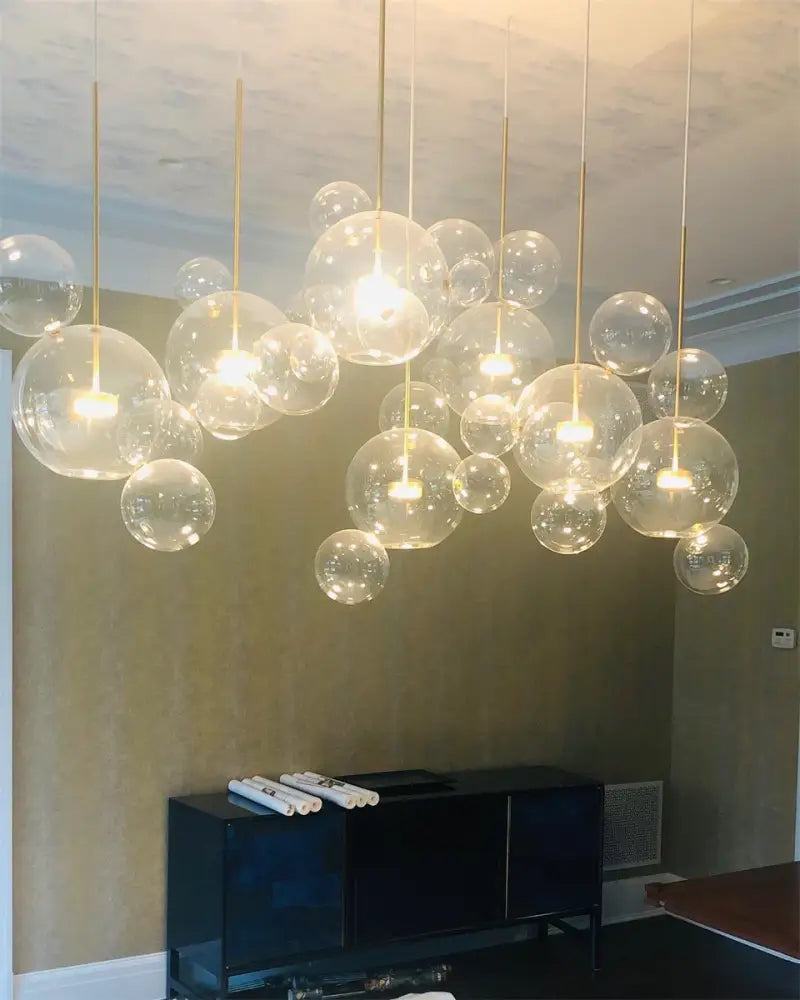 Modern led bubble 15 globe chandelier dining room glass pendant light