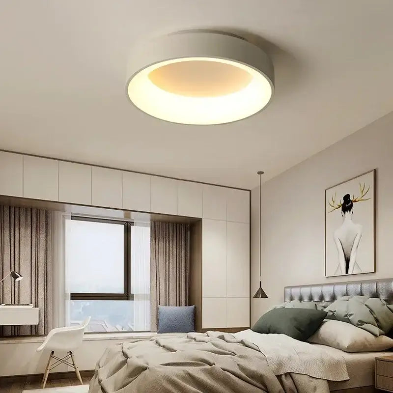 Modern white circular led ceiling light – living room warm glow
